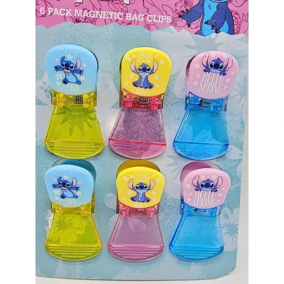 NEW Disney Stitch Hello Spring 6 pack Magnetic Chip Bag Snack Clips - Picture 4 of 4